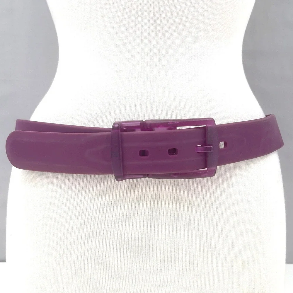 Jelly Belt Purple Matte Rubber Translucent Buckle Kidcore Y2K 32-36 in M | L